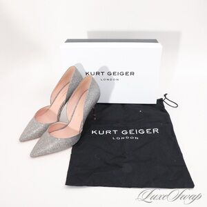 Kurt Geiger Bond 90 Size 37.5 Glittering Silver Heels NEW